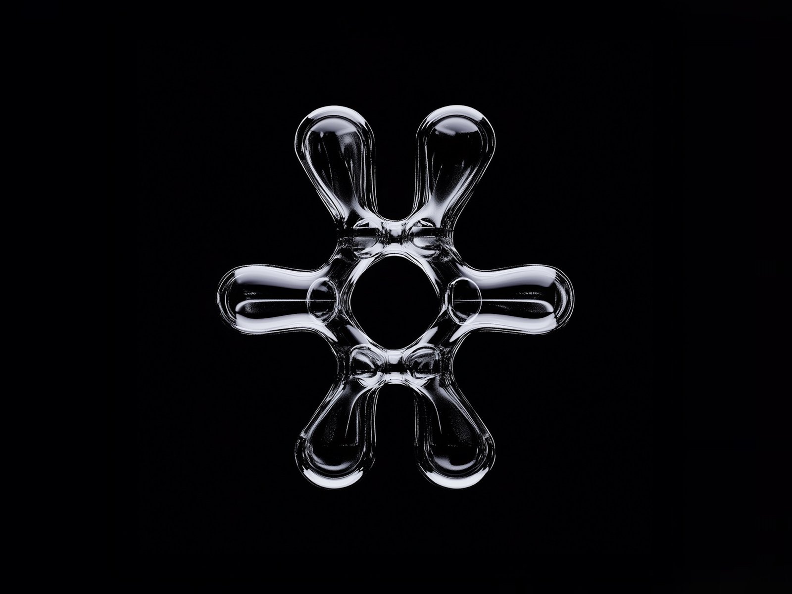 Abstract glass shape on a black background