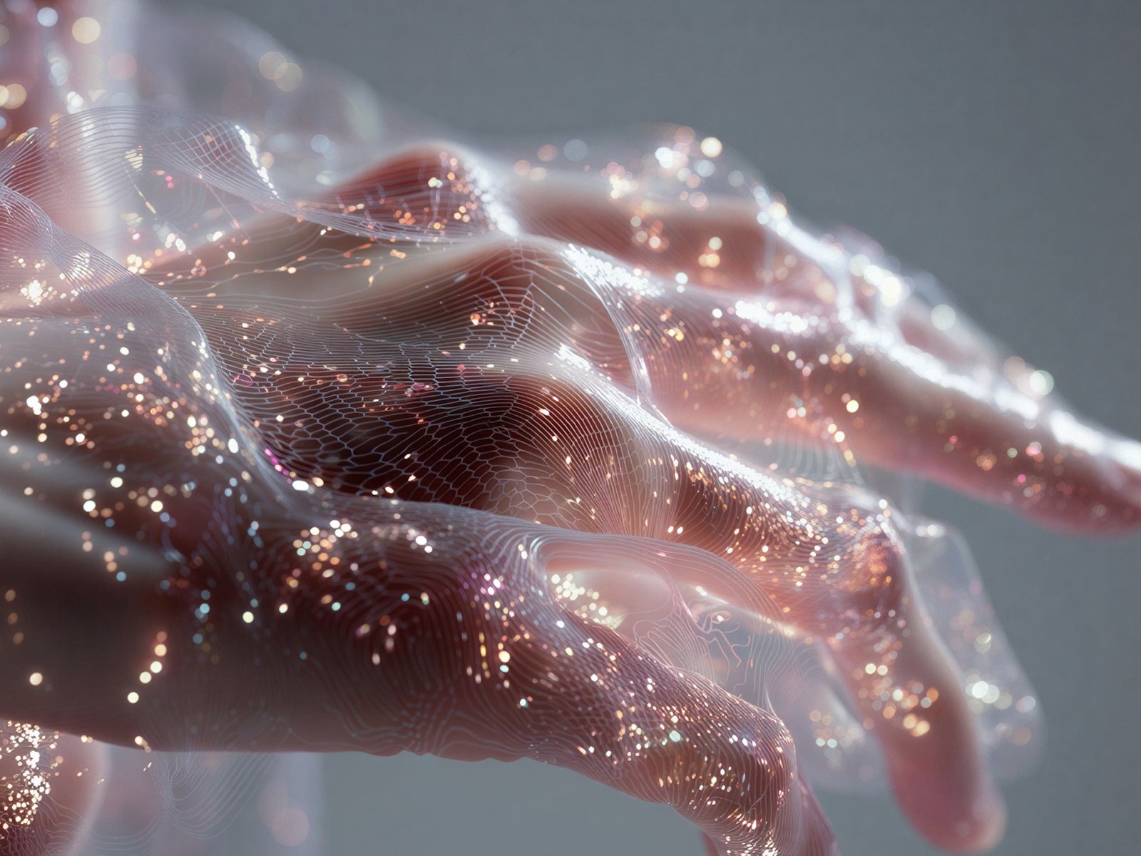 Close-up of a hand with sparkling light