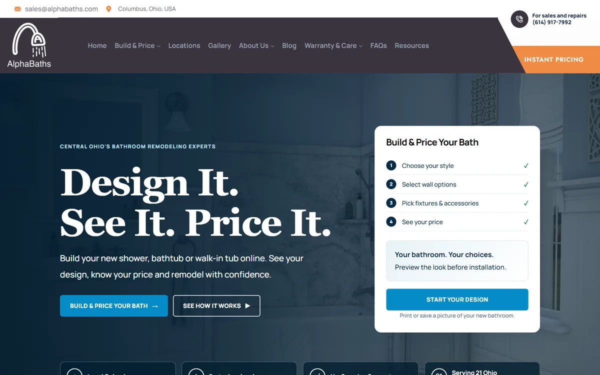 Alpha Baths website by HYperformics