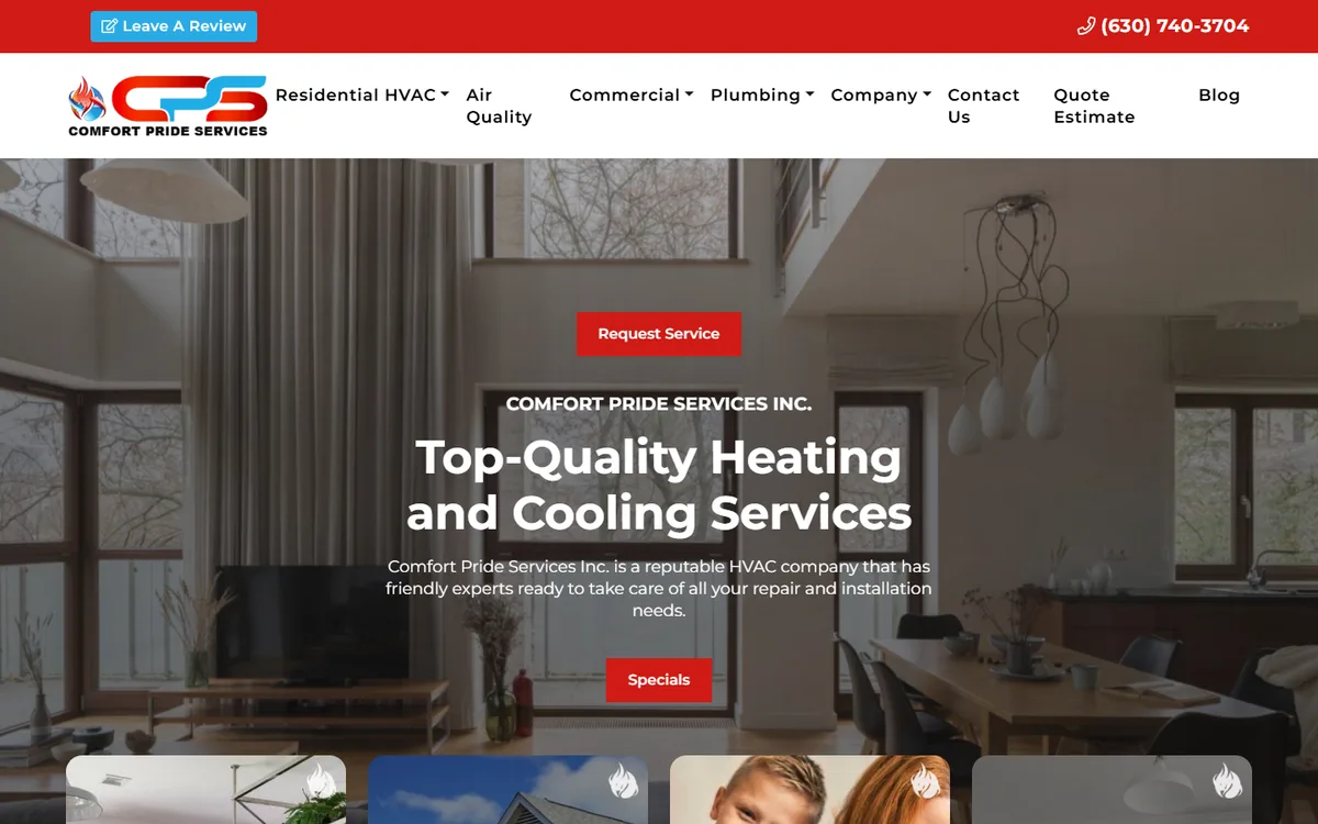 Comfort Pride Services website by HYperformics